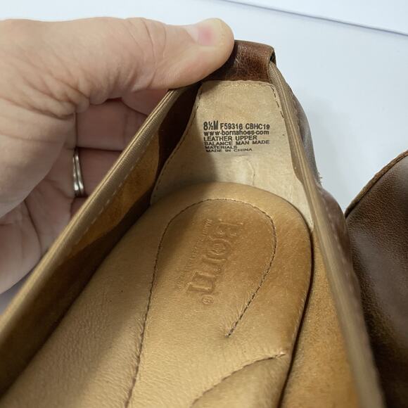 Born Ballet Flats Womens 8.5 39 Brown Leather Slip On Bow Casual Shoes - Picture 9 of 12